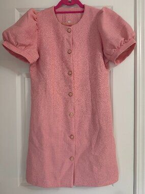 Pink Tweed Dress | Size Small | Chic Short Sleeve | Classic & Elegant